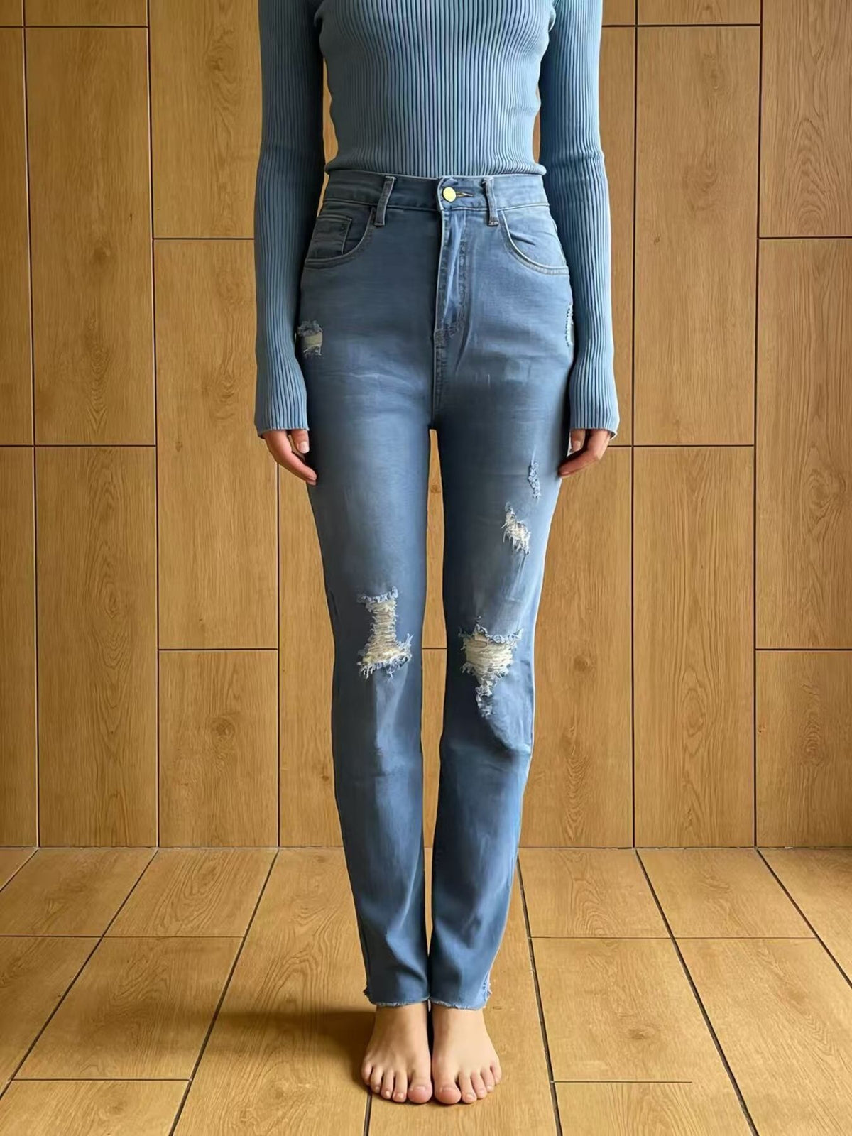 High Waist Distressed Jeans, view 11