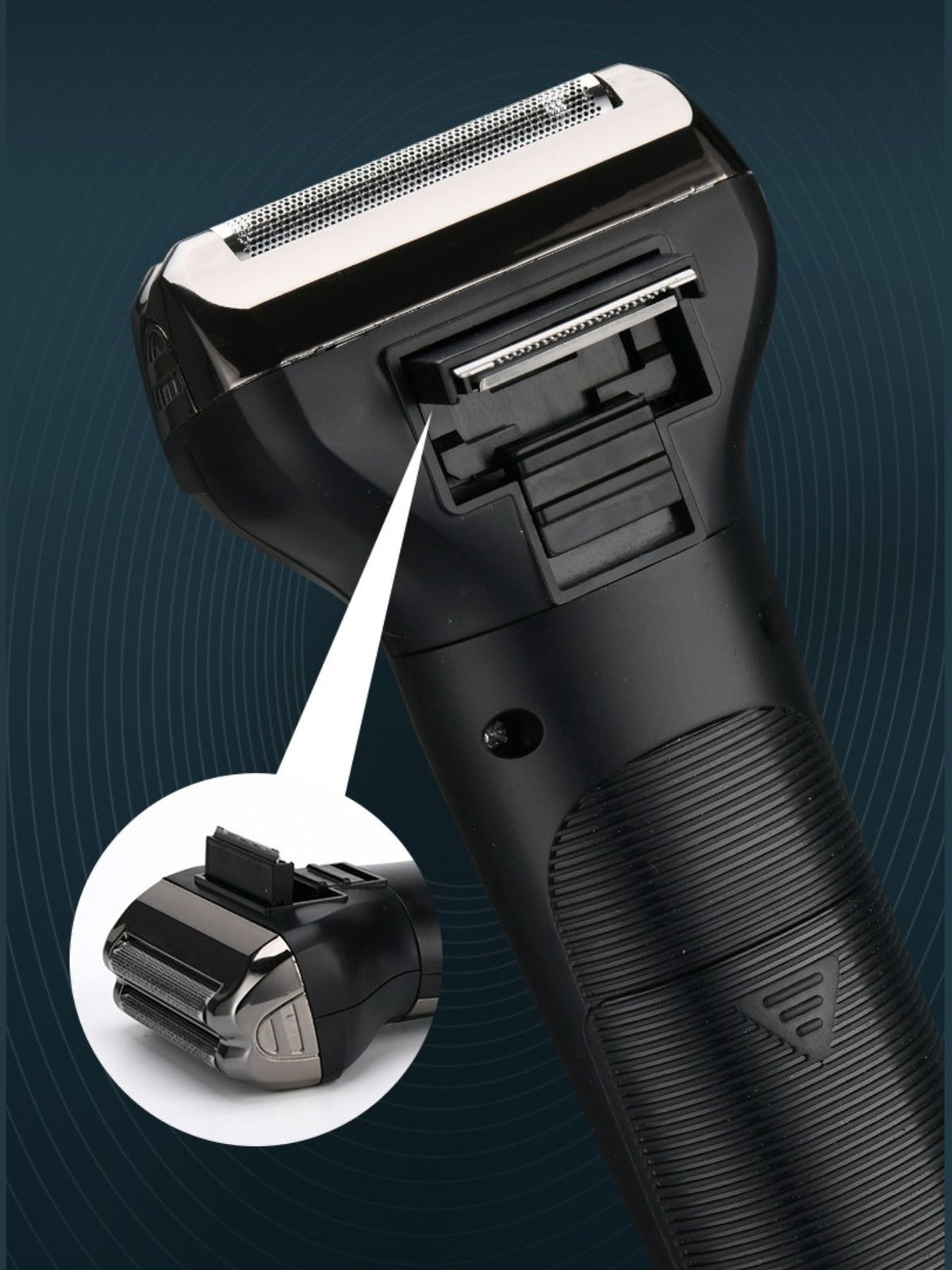 Electric shaver attachments laid out