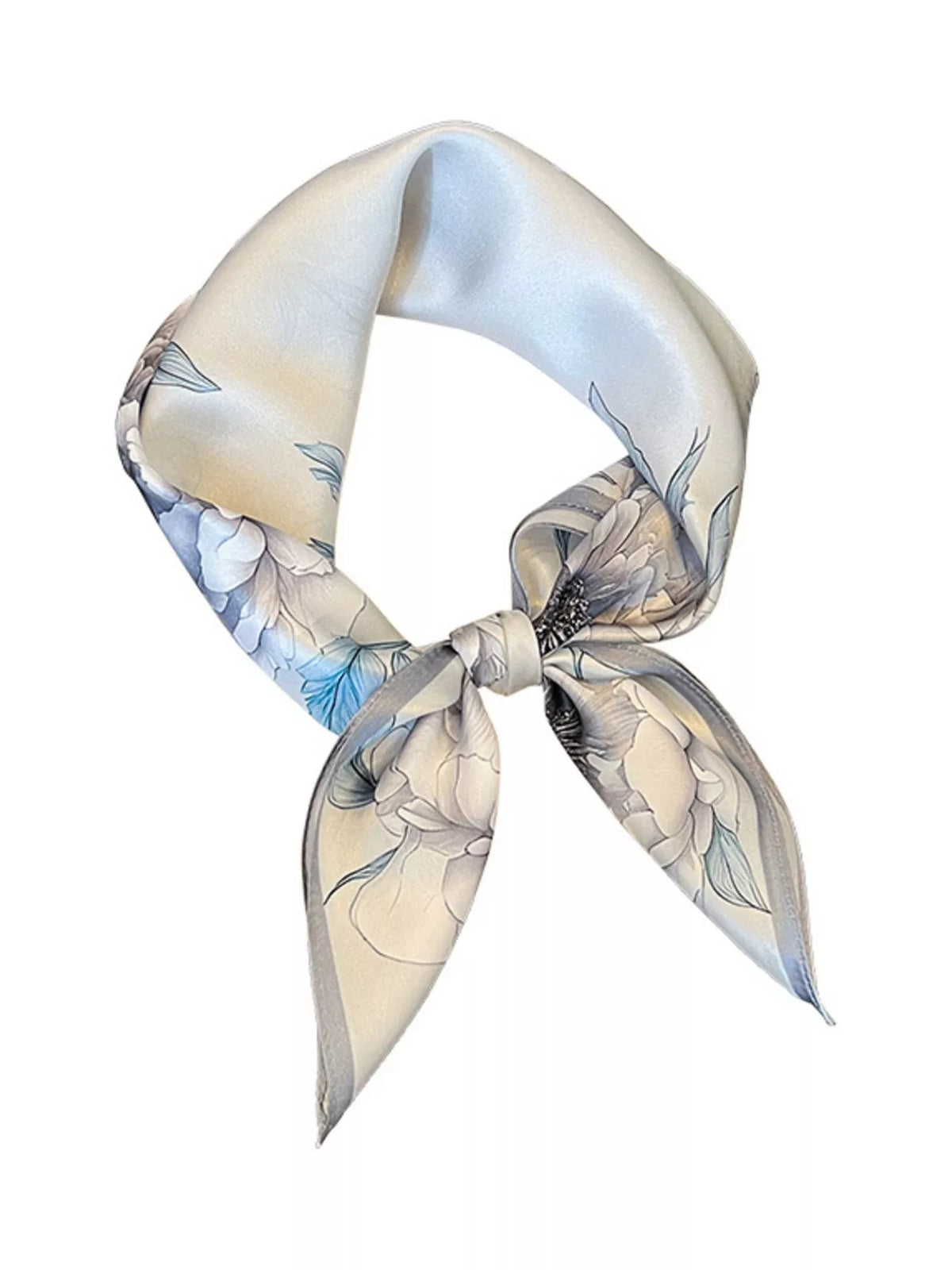 Floral print silk square scarf full flat lay