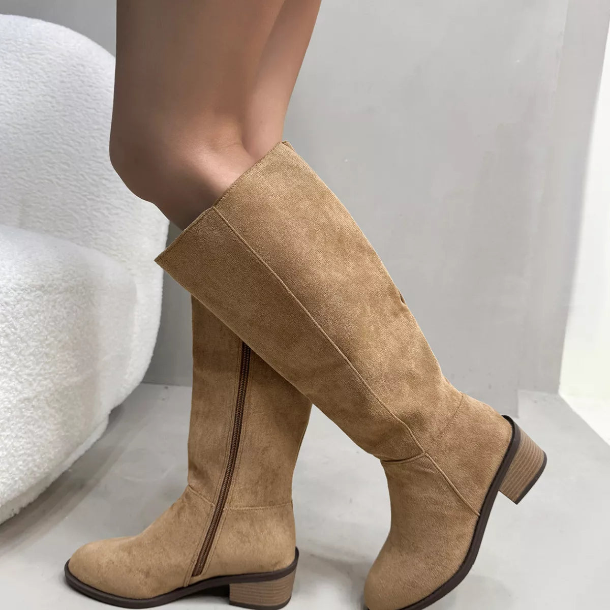 Knee high boots toe close up