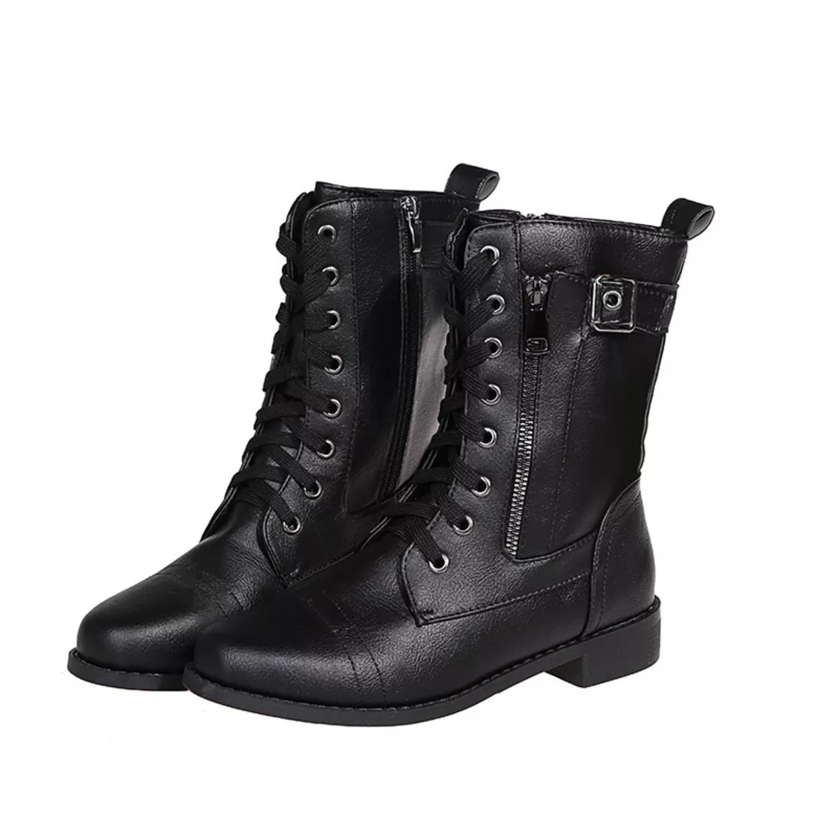 Lace Up Ankle Boots with Zipper Detail paired with denim