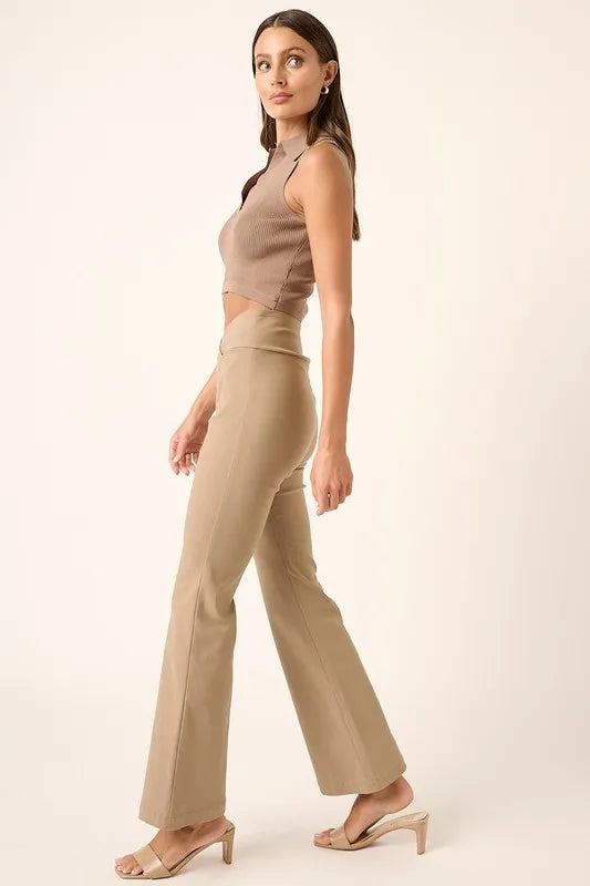 Mittoshop Surplice V Waist Flare Pants - Fashorio