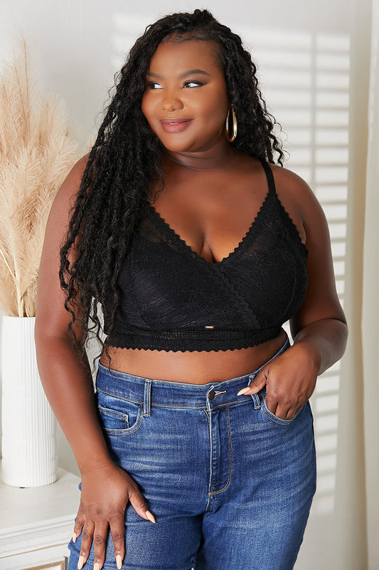 JadyK Skye Full Size Lace Bralette Black - Fashorio