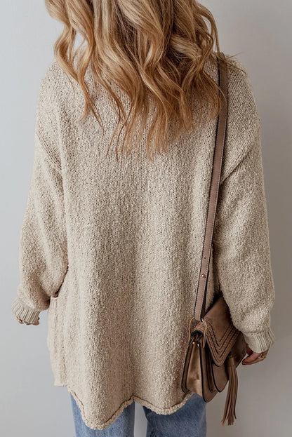 Pocketed Button Up Long Sleeve Cardigan - Fashorio