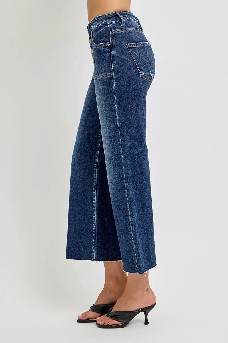 RISEN wide leg jeans back pocket detail
