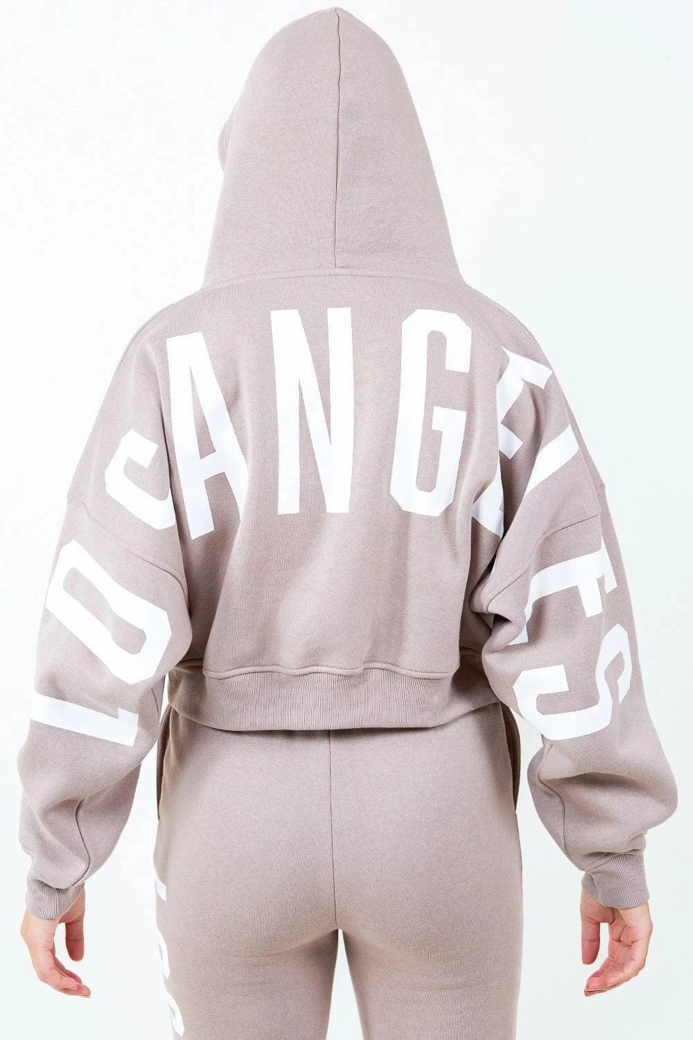 American Bazi Sweatshirts & Hoodies American Bazi Letter Graphic Long Sleeve Drawstring Cropped Hoodie