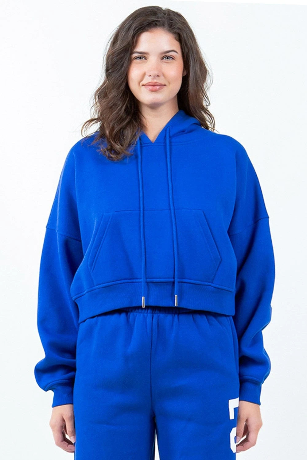 American Bazi Sweatshirts & Hoodies American Bazi Letter Graphic Long Sleeve Drawstring Cropped Hoodie