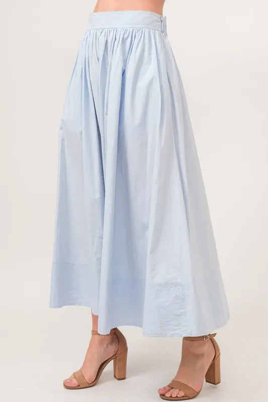 And The Why And The Why A-line Flowing Elastic Back Midi Skirt