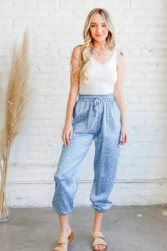 And The Why And The Why Satin Leopard Print Joggers