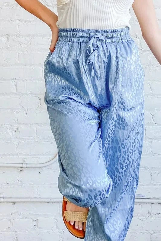 And The Why And The Why Satin Leopard Print Joggers