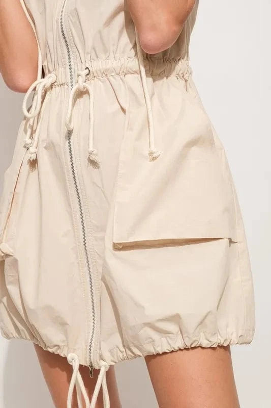 And The Why Mini Dresses And The Why Short Sleeve String Details Hooded Mini Dress