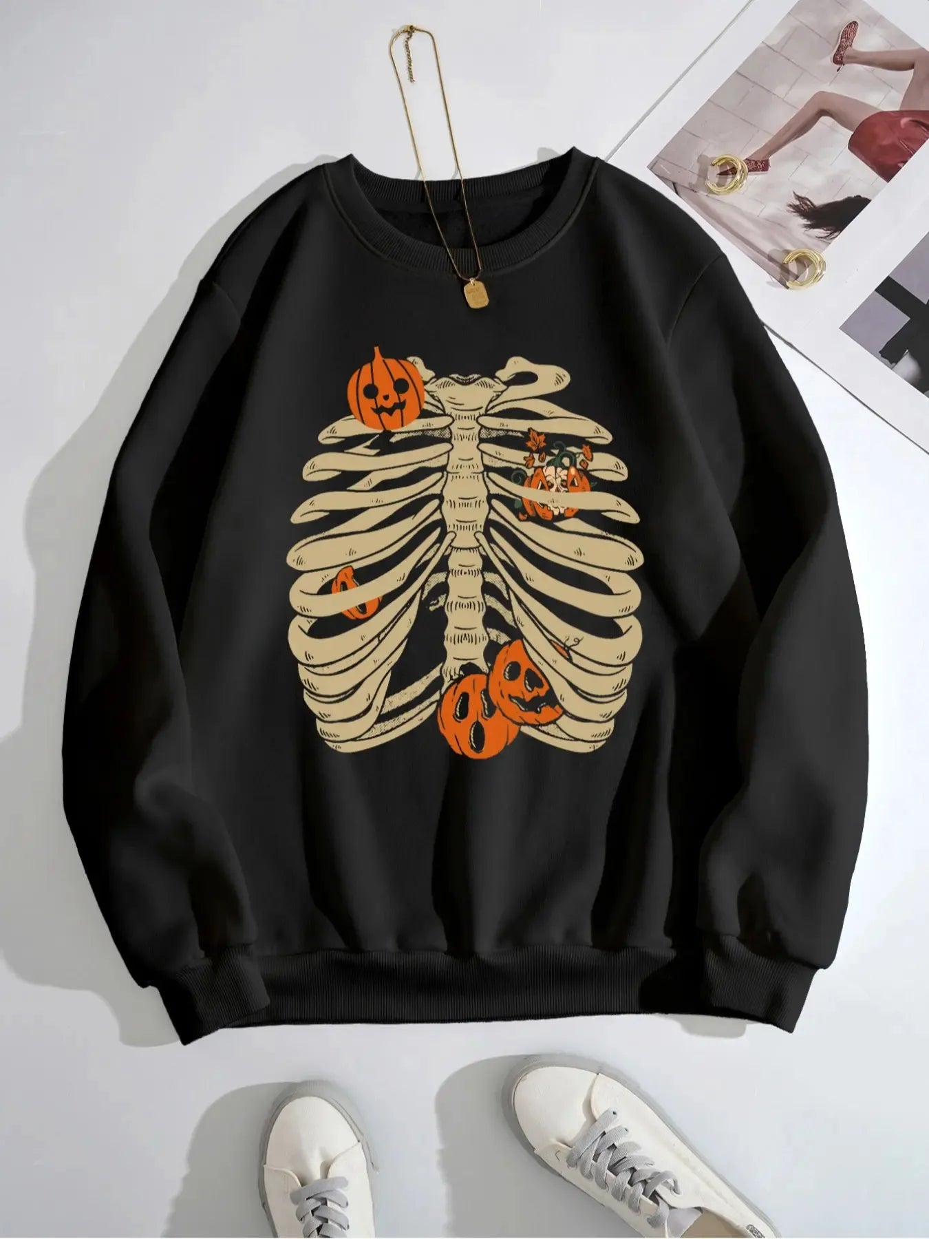 Andy Black / S Halloween Skeleton Long Sleeve Sweatshirt