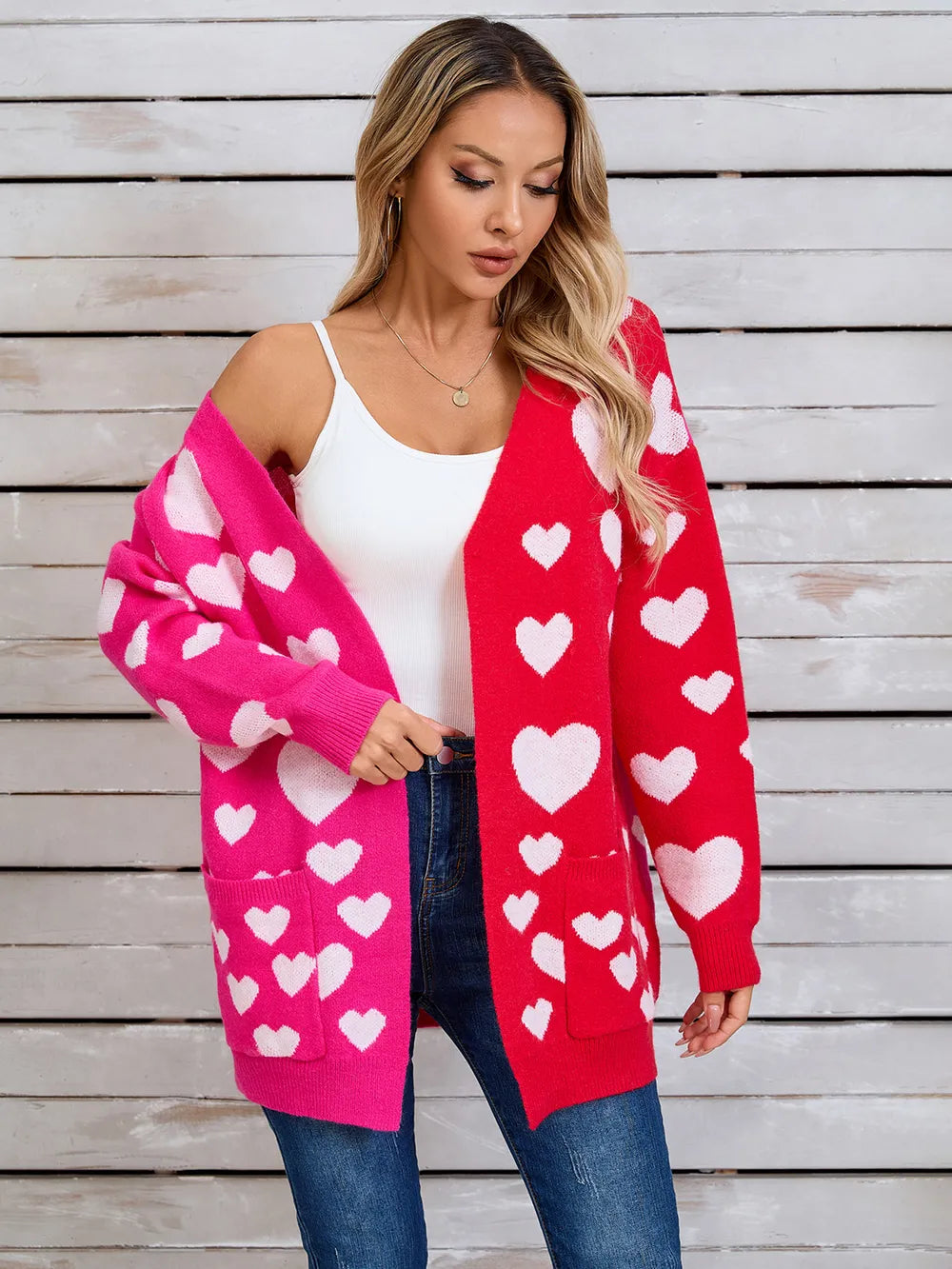 Angel Wings Angel Wings Heart Open Front Long Sleeve Cardigan