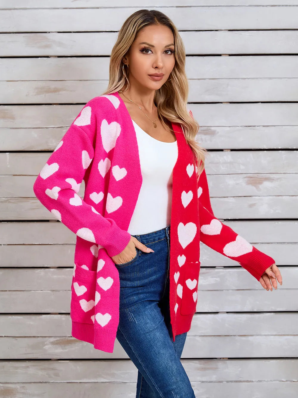 Angel Wings Angel Wings Heart Open Front Long Sleeve Cardigan