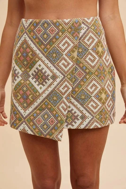 Annie Wear Annie Wear Ethic Woven Jacquard Wrap Mini Skirt