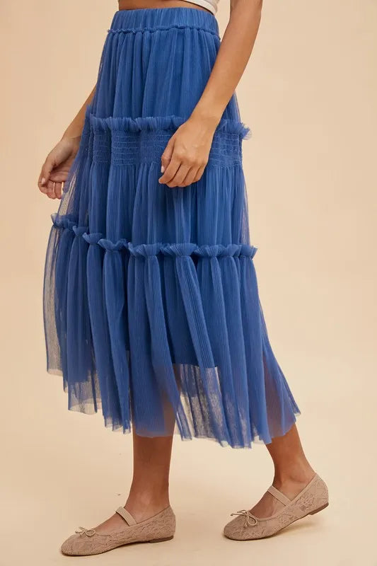 Annie Wear Annie Wear Tulle Tiered Midi Skirt