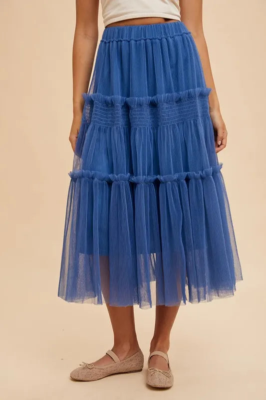 Annie Wear Annie Wear Tulle Tiered Midi Skirt