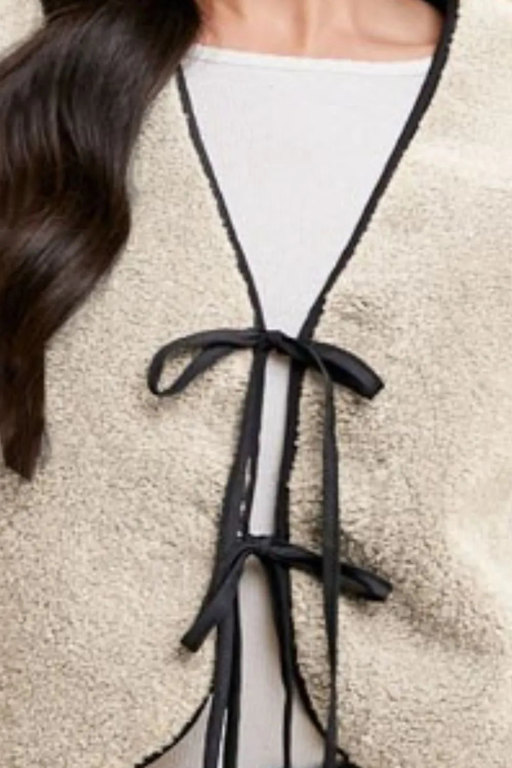 Annie Wear Vests Annie Wear V-Neck Tie Detail Vest Coat