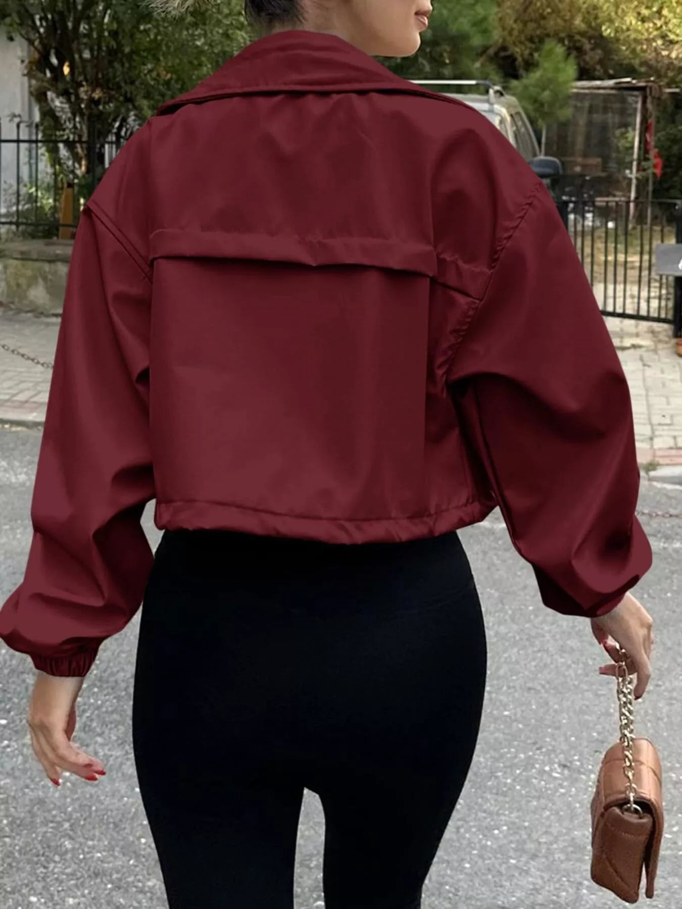 Ash Memory Drawstring Hem Zip Up Jacket