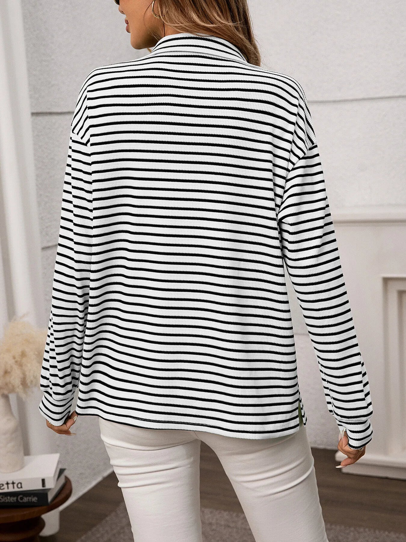 Ash Memory Striped Button Up Long Sleeve Shirt