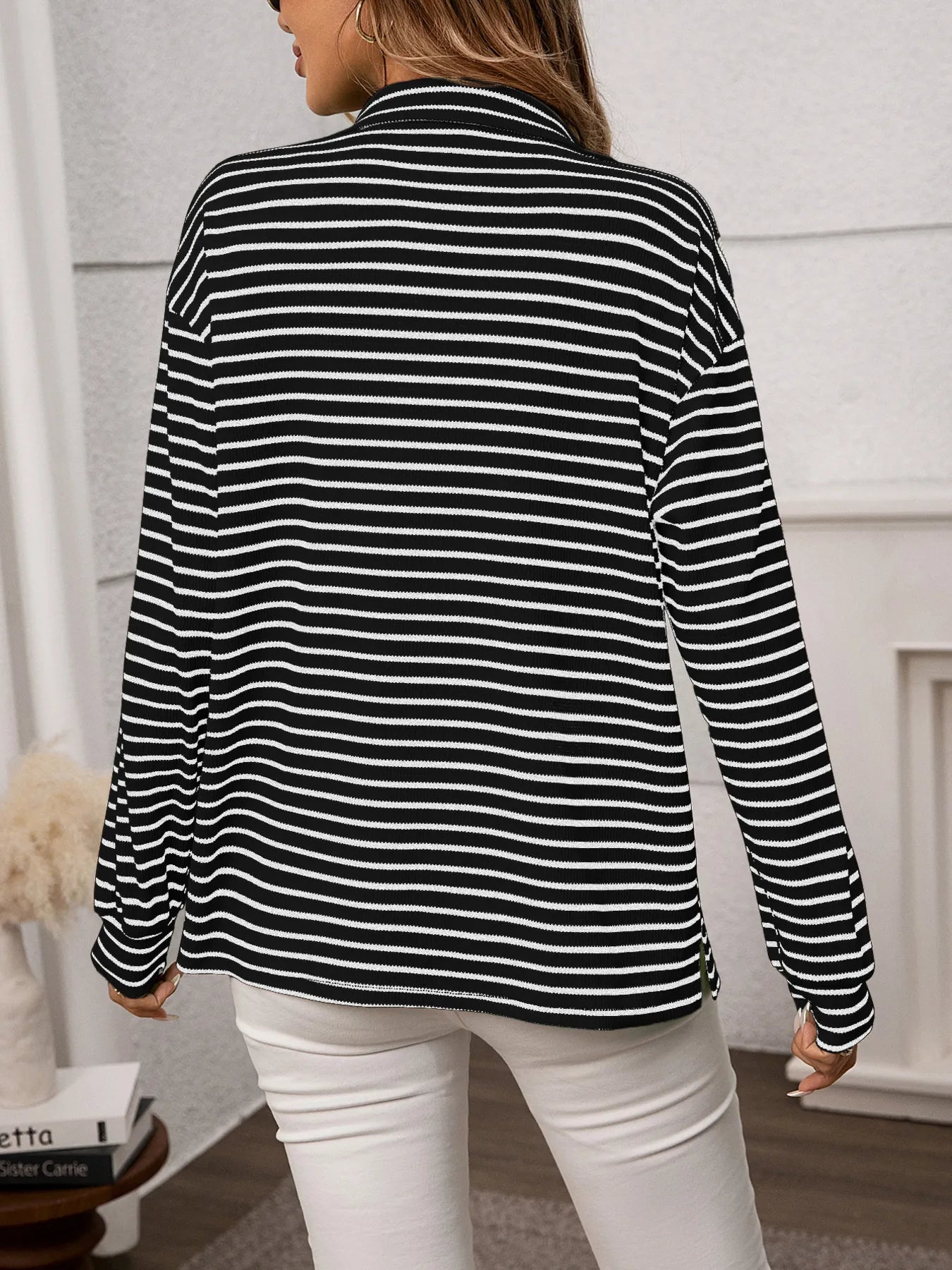 Ash Memory Striped Button Up Long Sleeve Shirt