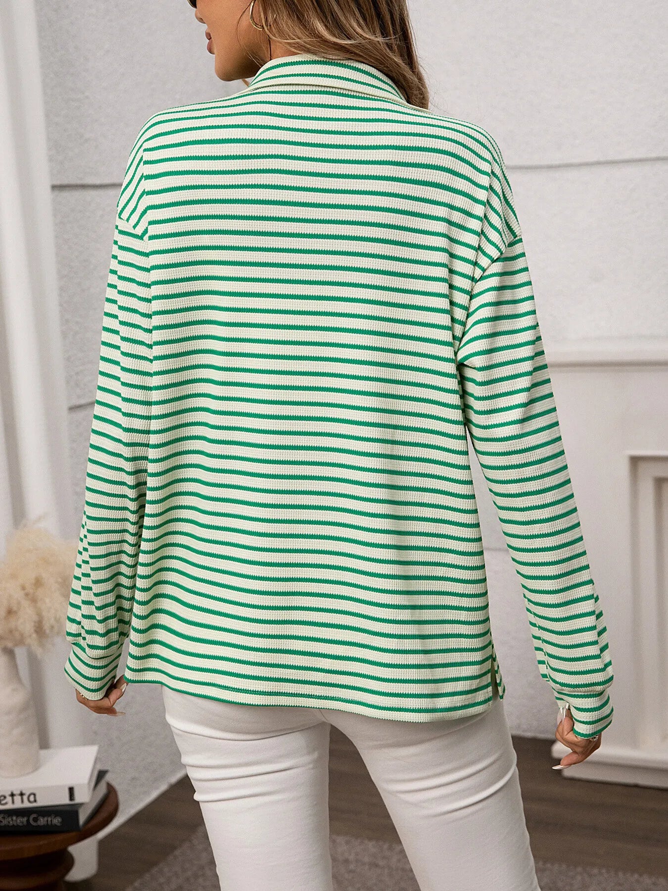 Ash Memory Striped Button Up Long Sleeve Shirt