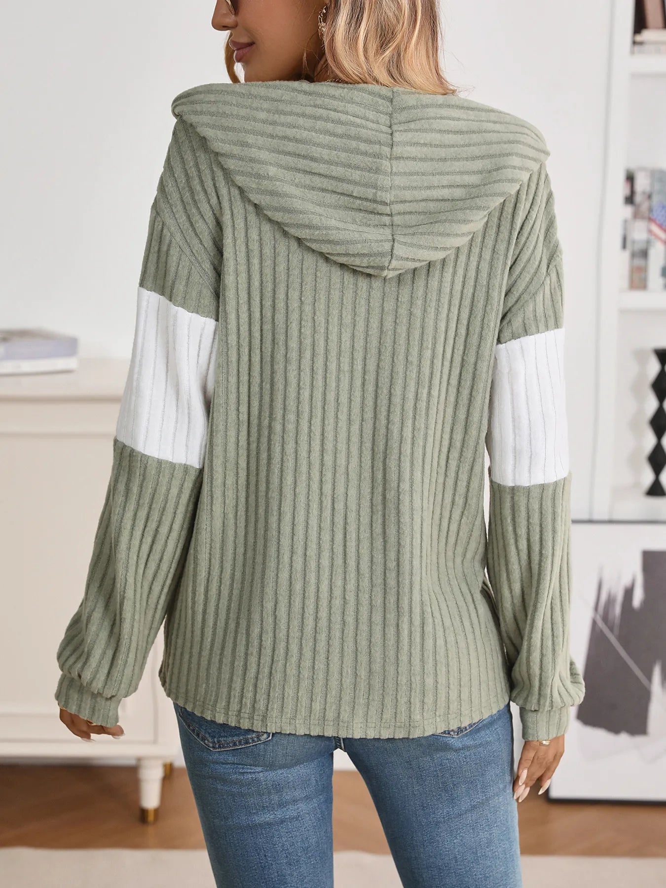 Ash Memory Trench Coats Drawstring Color Block Zip Up Outerwear