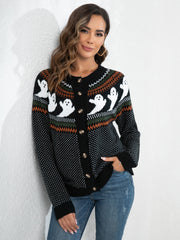 B&S Black / S Ghost Button Up Long Sleeve Cardigan