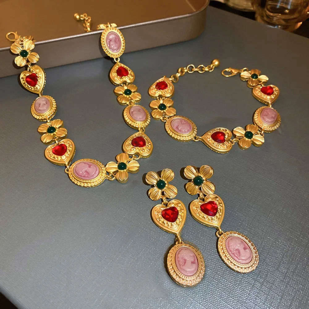 B.Y. Gold / One Size Copper Inlaid Rhinestone Vintage Bracelet