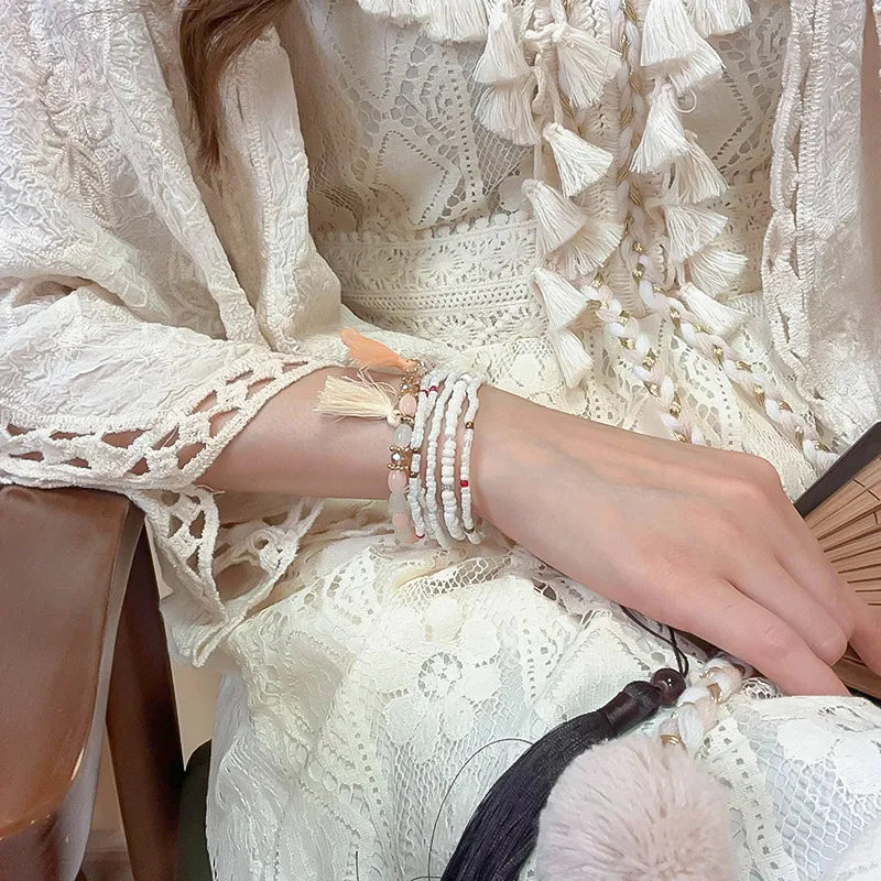 B.Y. Tassel Rice Bead Bracelet