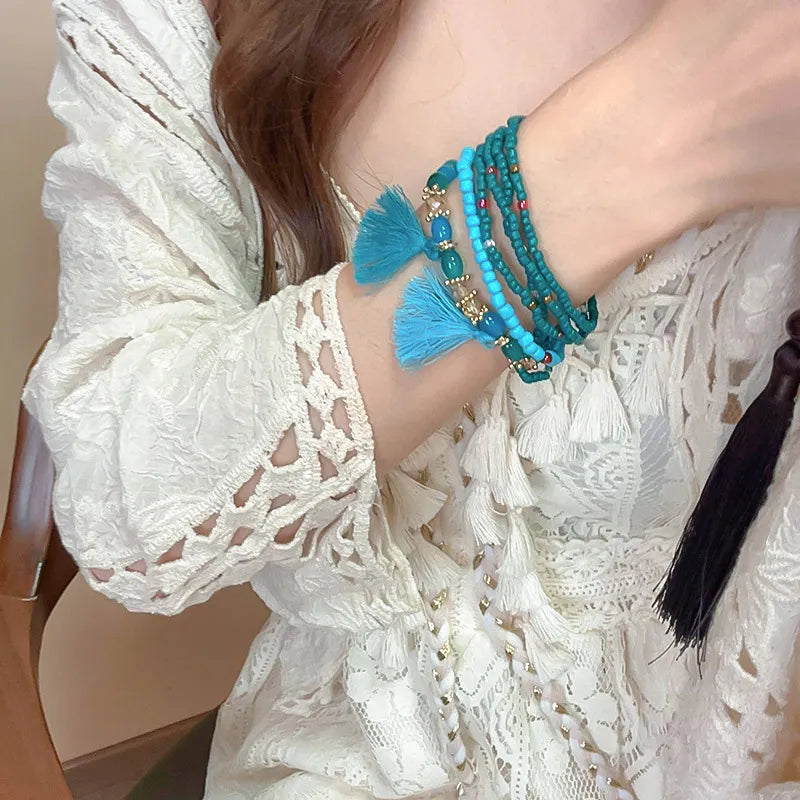 B.Y. Tassel Rice Bead Bracelet