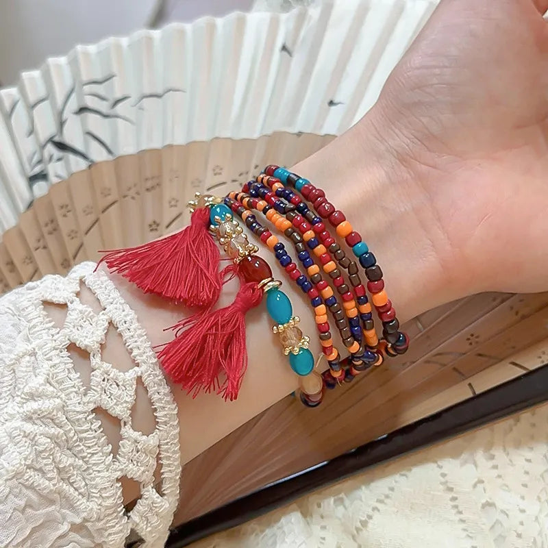 B.Y. Tassel Rice Bead Bracelet