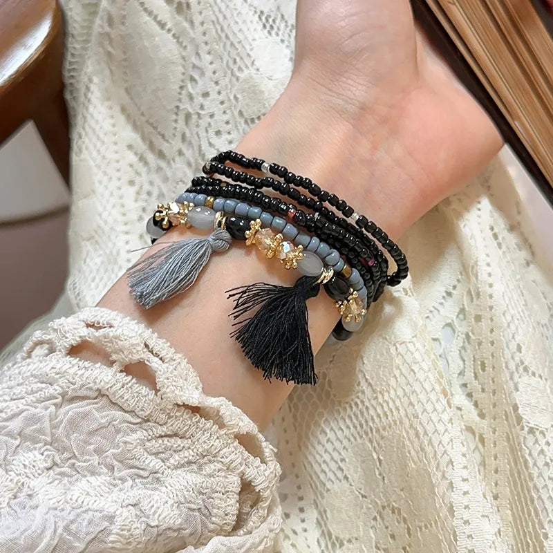 B.Y. Tassel Rice Bead Bracelet