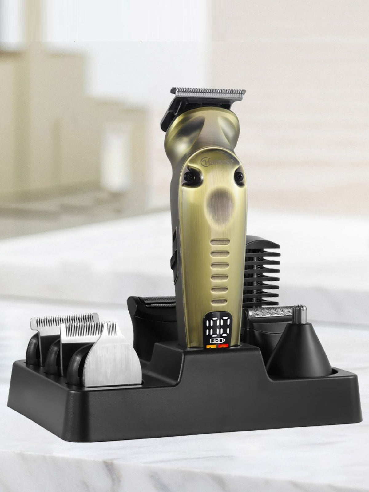 Brass cordless hair clipper front view