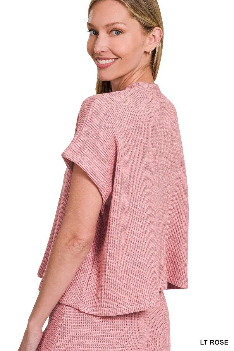 Boxy Sweater Top and Pants Set in Rose detail