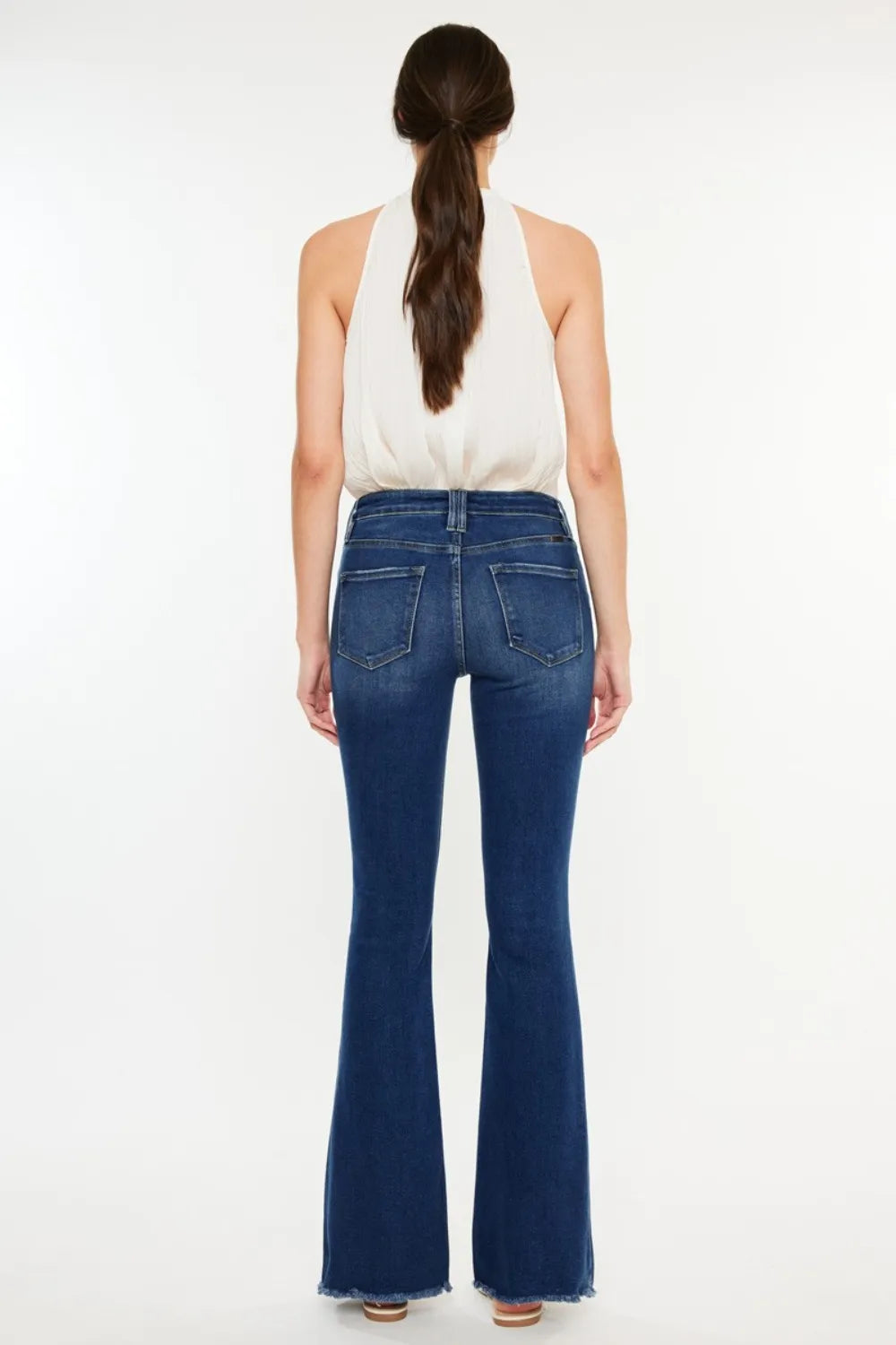 Kancan Cat's Whiskers Raw Hem Flare Jeans - Fashorio