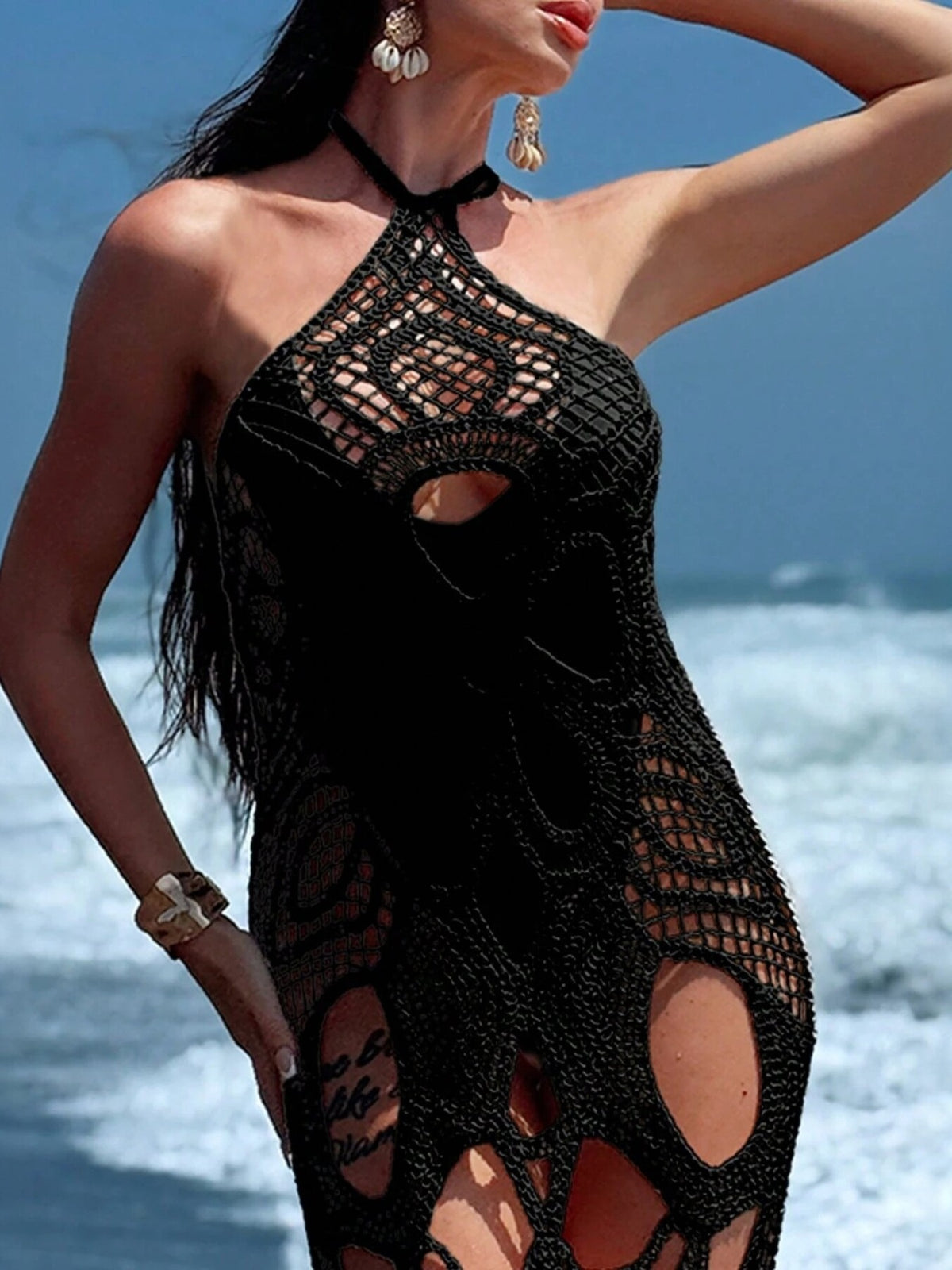 Cutout cover up dress over swimwear side view