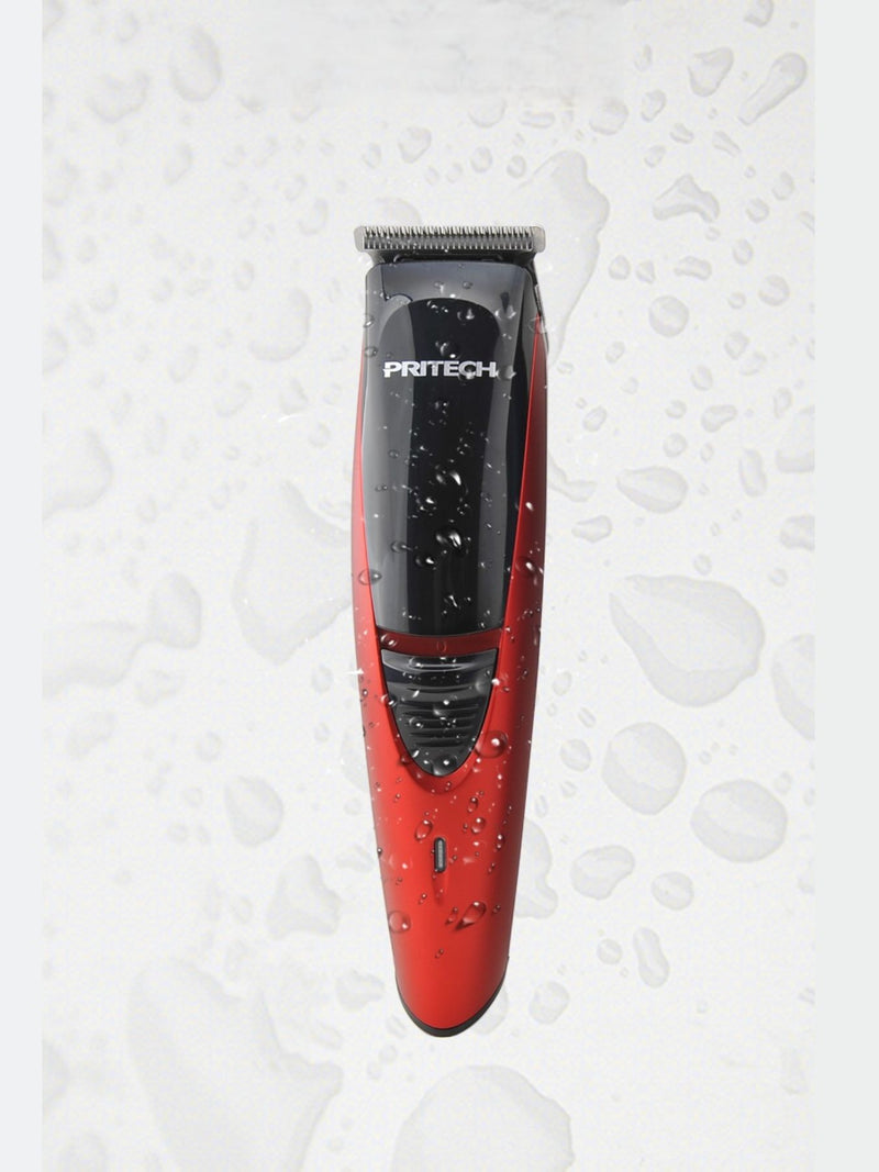 Cordless rechargeable hair clipper in red