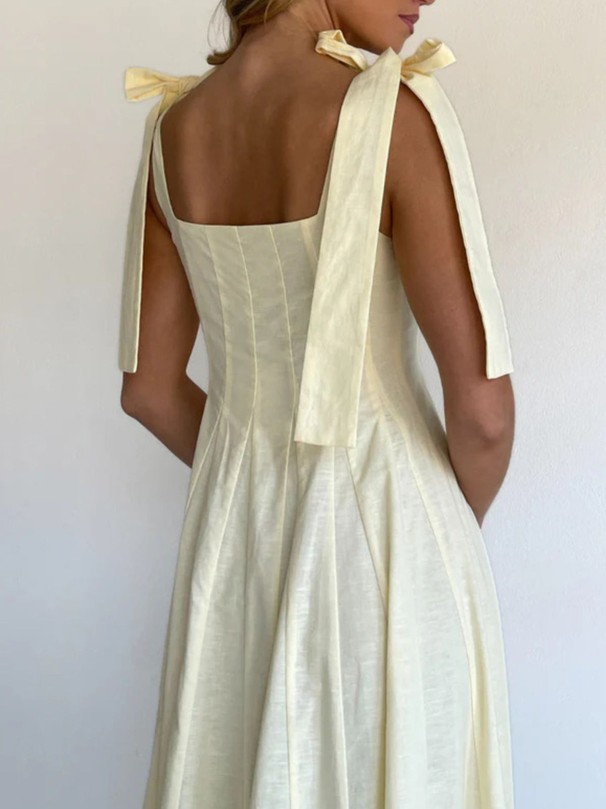Gradient tie shoulder maxi dress sleeve detail