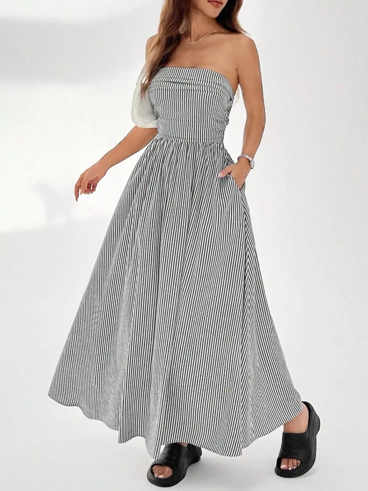 Full length striped maxi dress