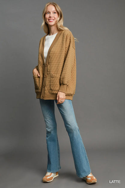 Umgee Button-Up Jacquard Cardigan - Fashorio