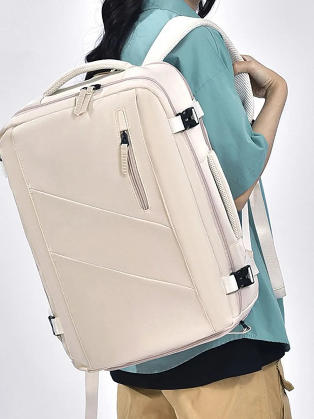 Oxford cloth adjustable strap backpack front view