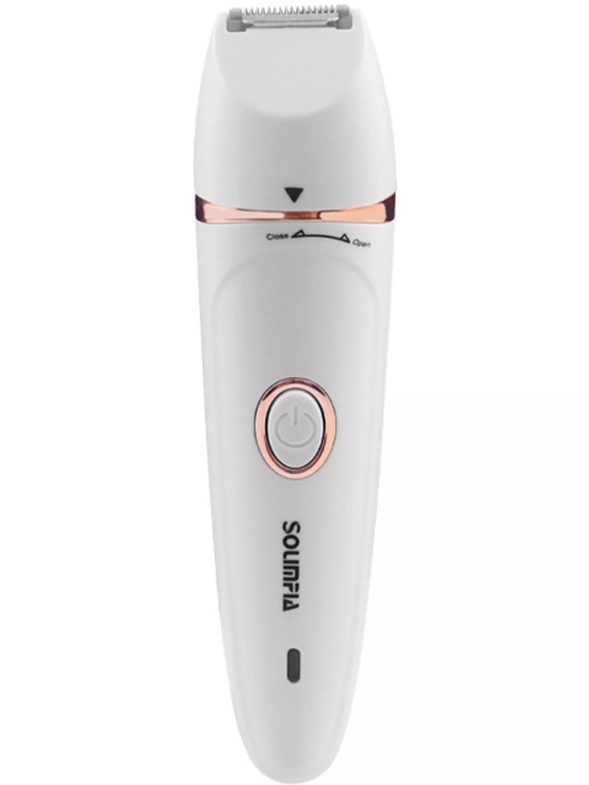 Hair remover power button close up