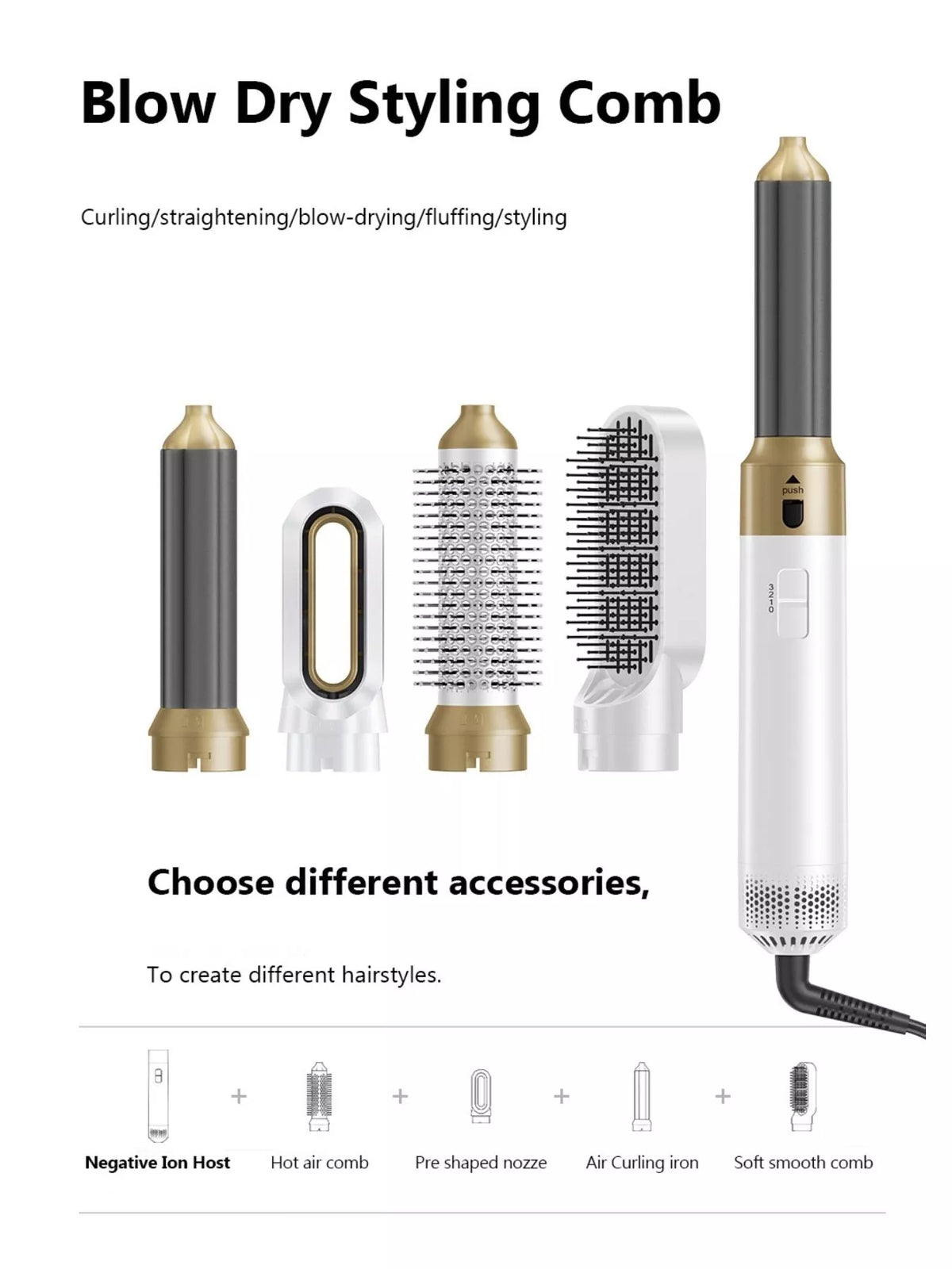 Interchangeable styling heads close up
