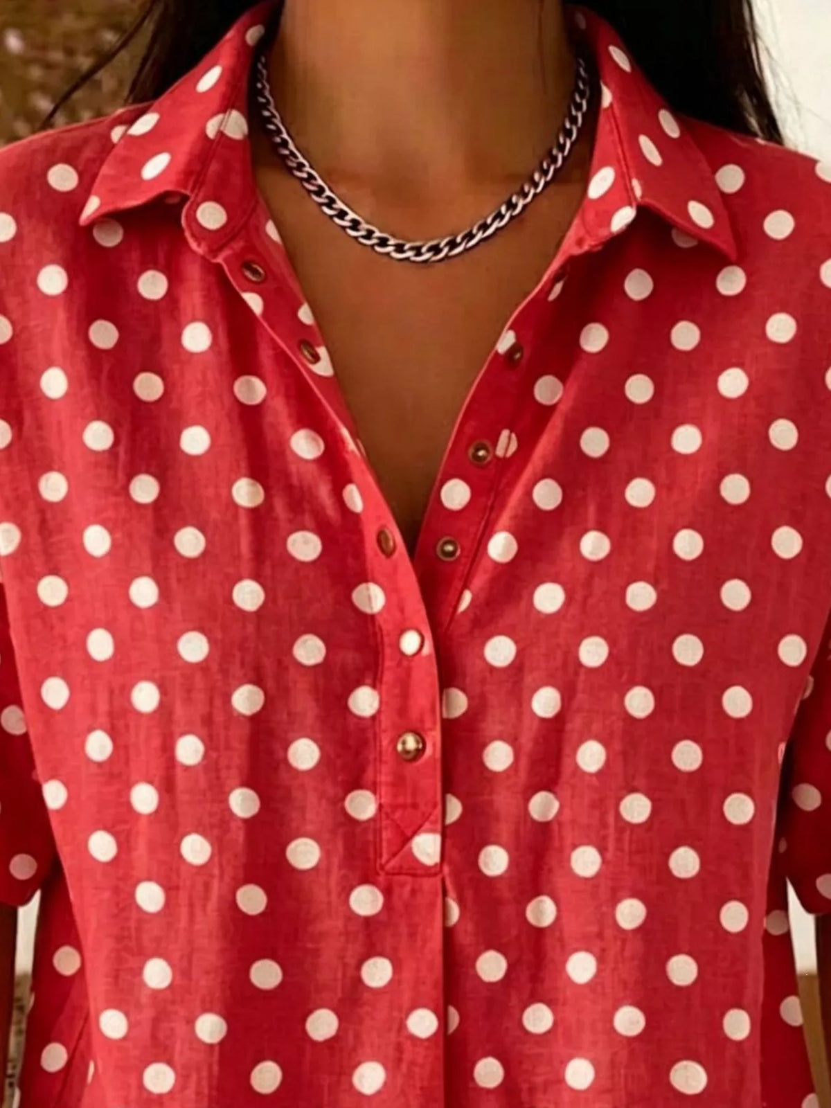 Polka dot shirt third colour on model