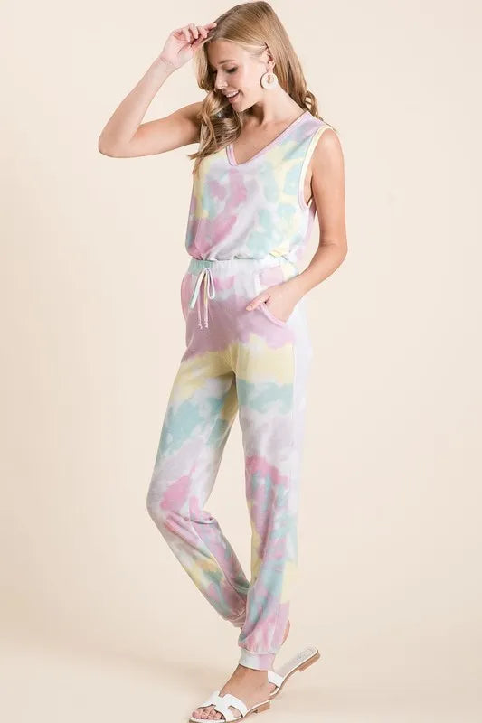 BiBi Tie Dye French Terry Casual Pants - Fashorio