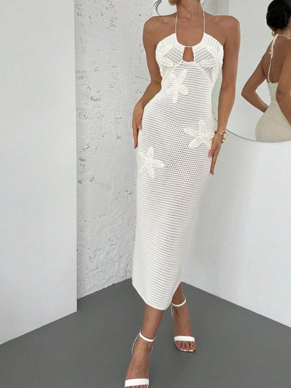 Crochet Backless Midi Knit Dress - Fashorio