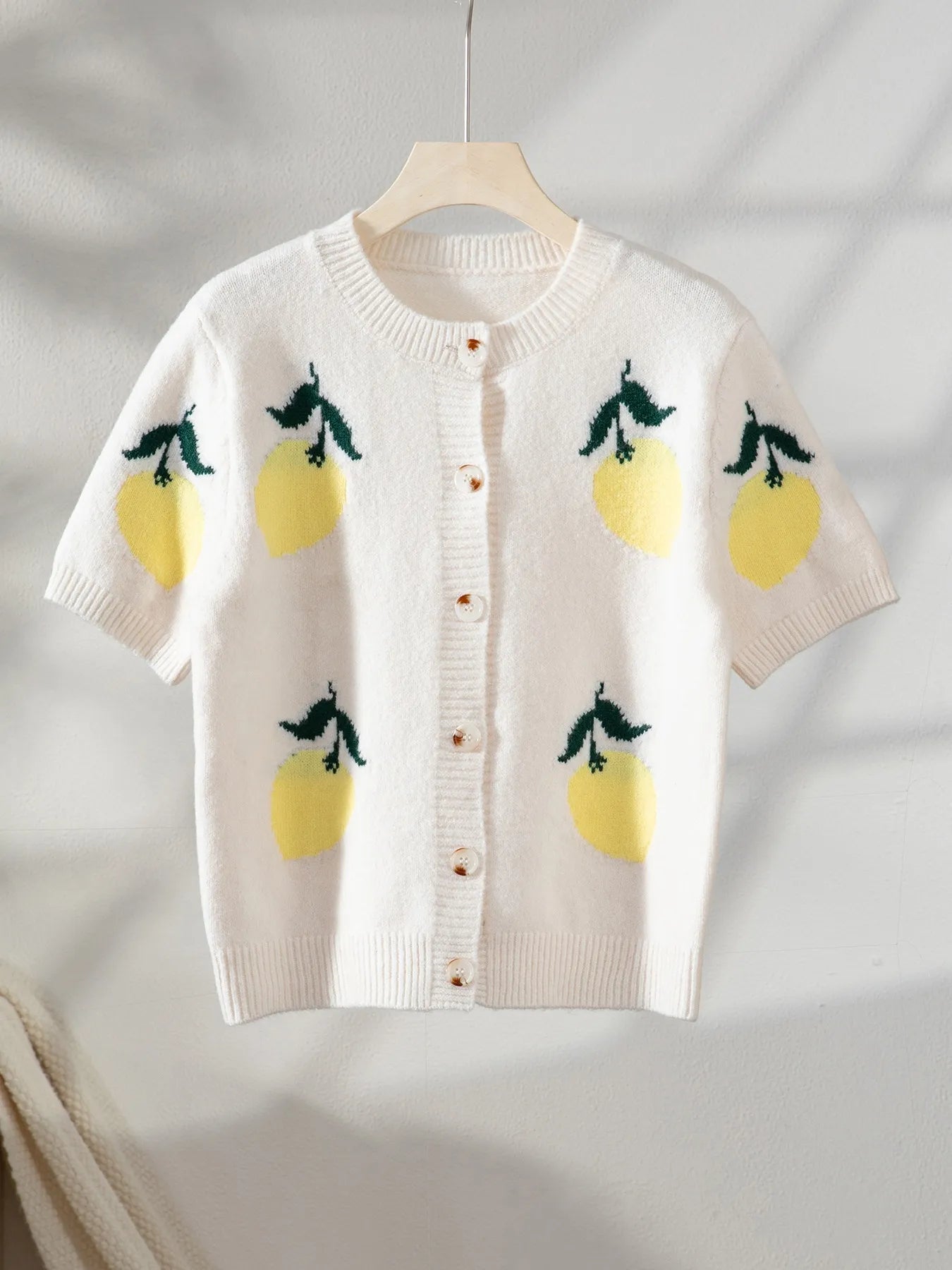 Lemon Button-Up Long Sleeve Cardigan - Fashorio