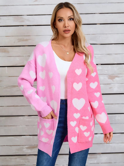 Angel Wings Heart Open Front Long Sleeve Cardigan - Fashorio
