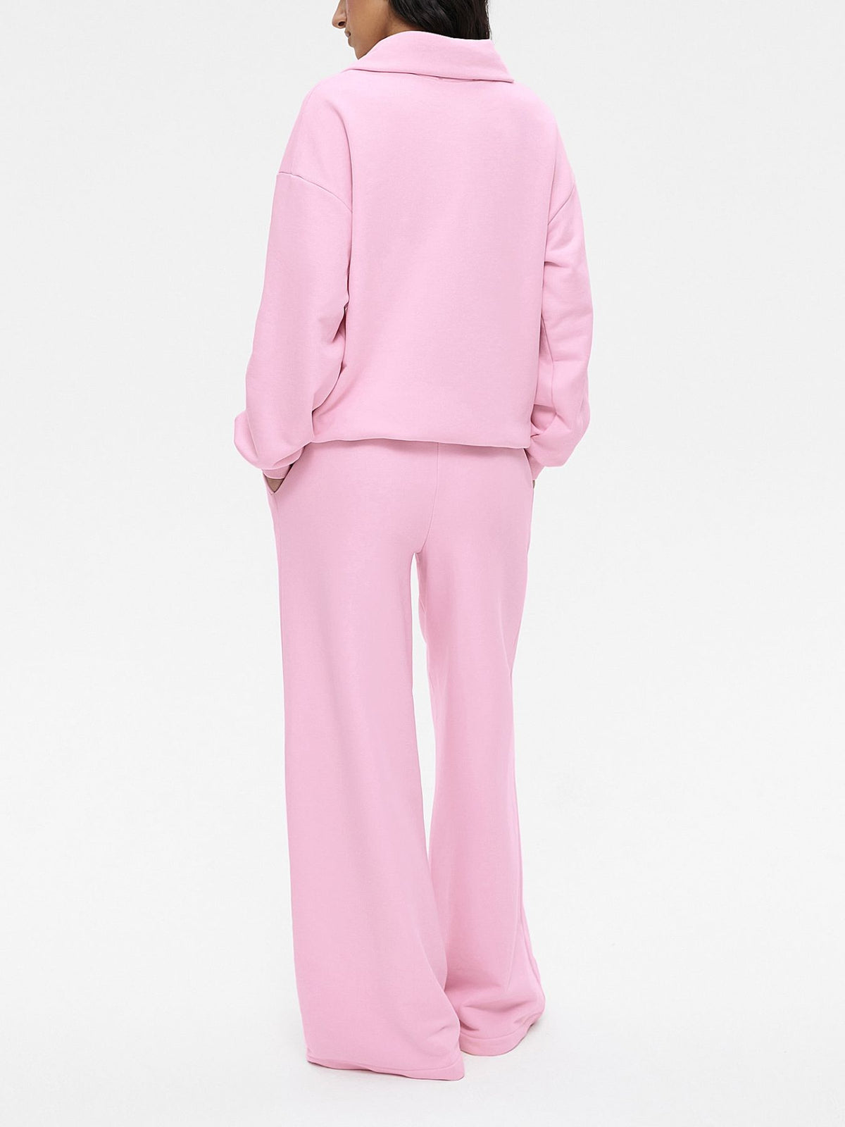 Blush pink quarter zip top and matching pants two piece set